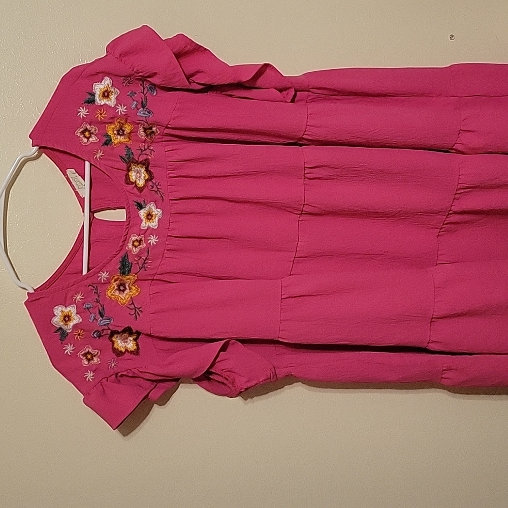 Pink embroidered sleeveless top